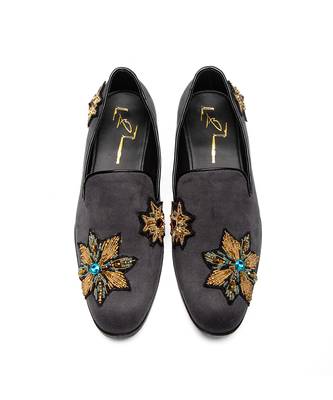 Grey seude leather finish mocassins 1
