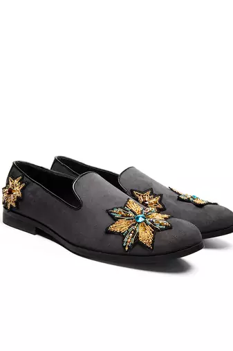 Grey seude leather finish mocassins
