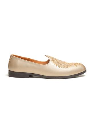 light gold leather finish mojari 2