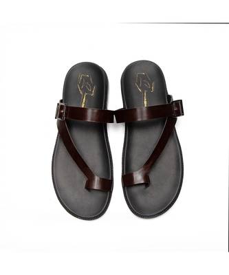 Brown faux leather finish flats 1