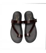 Brown faux leather finish flats