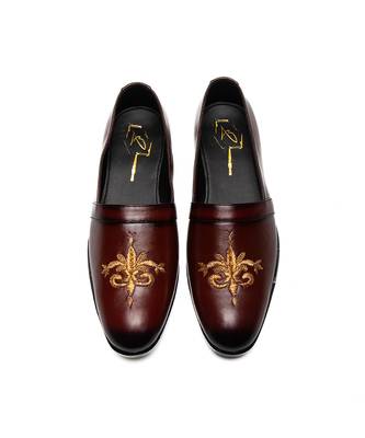 Cherry red leather finish mocassins 1