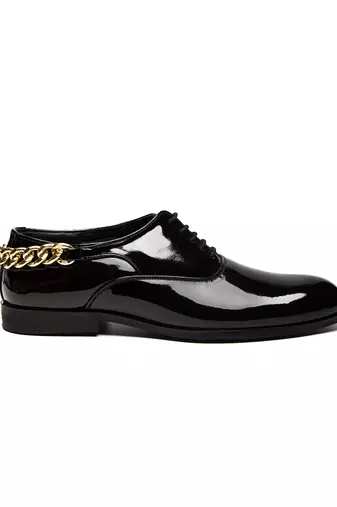 Black patent leather finish formal