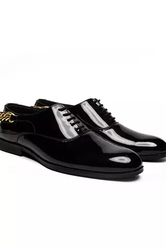Black patent leather finish formal