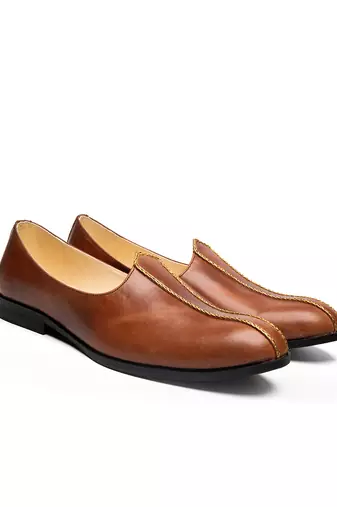 tan napa leather finish mojari
