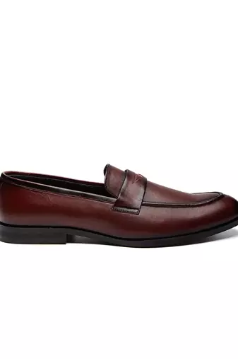 Cherry red napa leather finish mocassins