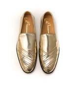 Gold napa leather finish mocassins