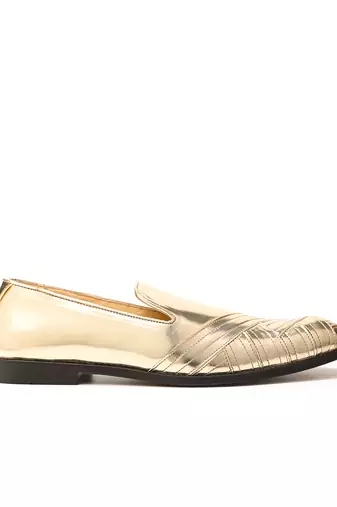 Gold napa leather finish mocassins