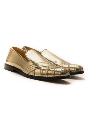 Gold napa leather finish mocassins 3