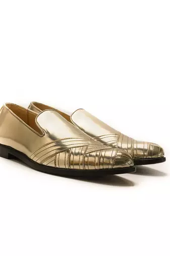Gold napa leather finish mocassins