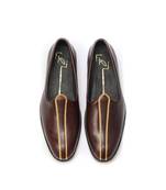 tan napa leather finish mojari with gold detailing