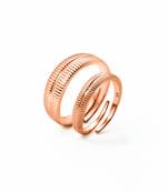 Rose gold & sterling silver love path couple rings