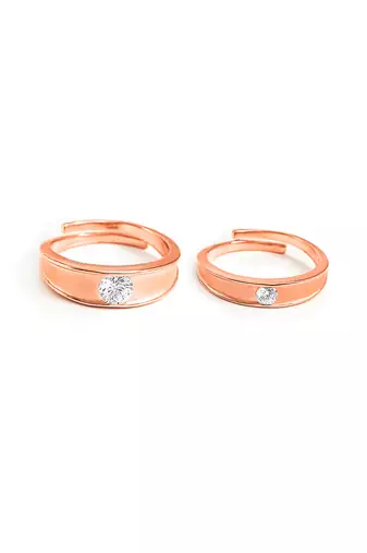 Rose gold modern love couple rings
