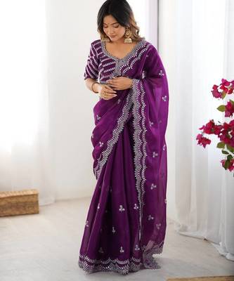 Purple Designer Party wear Saree 1