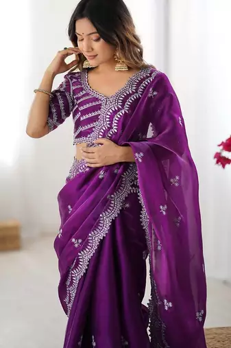 Purple Designer Party wear Saree