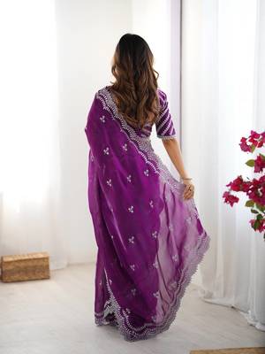 Purple Designer Party wear Saree 4