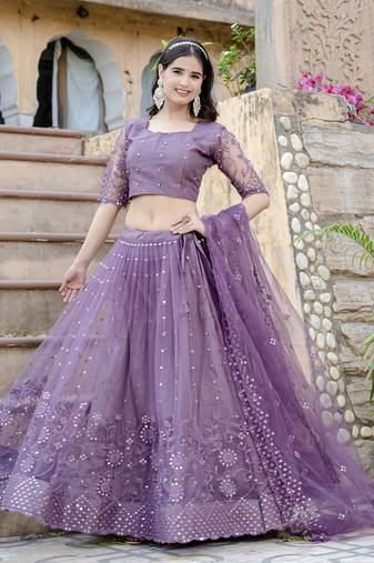 LAVENDER SOFT NET LEHENGA CHOLI WITH DUPATTA