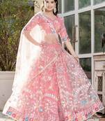 PINK SOFT NET LEHENGA CHOLI WITH DUPATTA