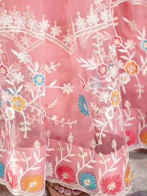 PINK SOFT NET LEHENGA CHOLI WITH DUPATTA 2