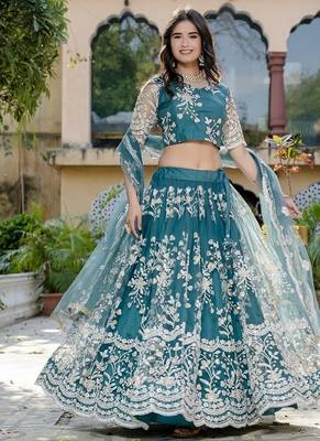 RAMA SOFT NET LEHENGA CHOLI WITH DUPATTA 5