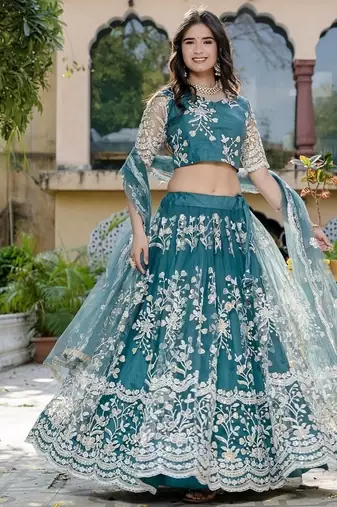 RAMA SOFT NET LEHENGA CHOLI WITH DUPATTA