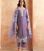 lavender embroidered suit set