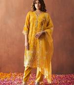 marigold full embroidery suit set