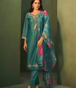 pine shimmer organza  full work suit set