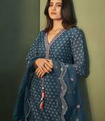 indigo work suit set