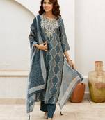 Gauri cyan work suit set