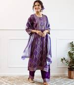 Gauri purple full work suit set