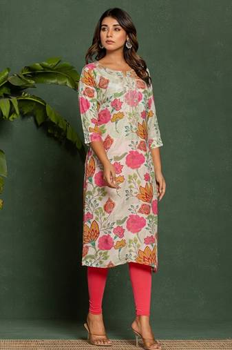Palki floral printed work kurta