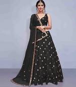 BLACK SOFT TAFETA SILK LEHENGA CHOLI WITH DUPATTA