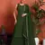 Forest green embroidered georgette  Kurta pant and palazzo set