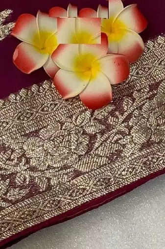 Wine Weaving Viscose Georgette Saree