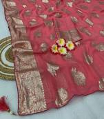 Pink Weaving Viscose Georgette Saree