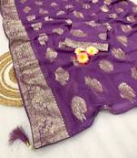 Purple Weaving Viscose Georgette Saree
