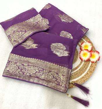 Purple Weaving Viscose Georgette Saree 2