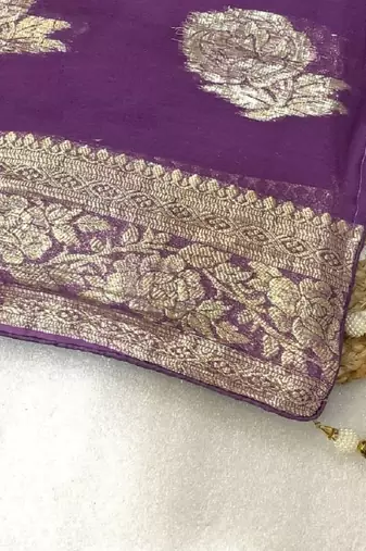 Purple Weaving Viscose Georgette Saree