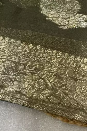 Olive Green Weaving Viscose Georgette Saree