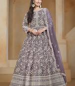 Light purple net embroidered anarkali suit