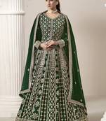 Green faux georgette embroidered anarkali suit