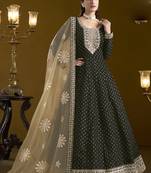 Black chanderi butti embroidered anarkali suit