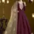 Wine chanderi butti embroidered anarkali suit