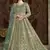 Sea green net embroidered anarkali suit