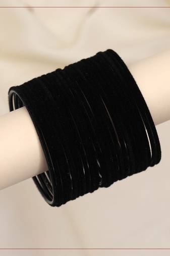 Black color velvet work bangle set: 2.6