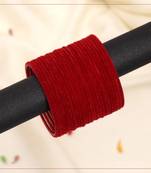 Red color velvet work bangle set: 2.4