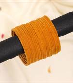 Mustard yellow color velvet work bangle set: 2.4