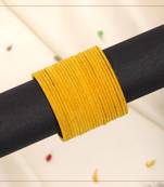 Yellow color velvet work bangle set: 2.4