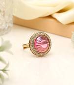 Soft pink color kundan ring for women